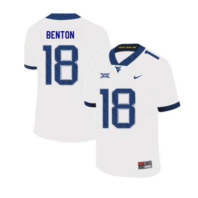 Men's West Virginia Mountaineers NCAA #18 Charlie Benton White Authentic Nike 2019 Stitched College Football Jersey LD15S71YB